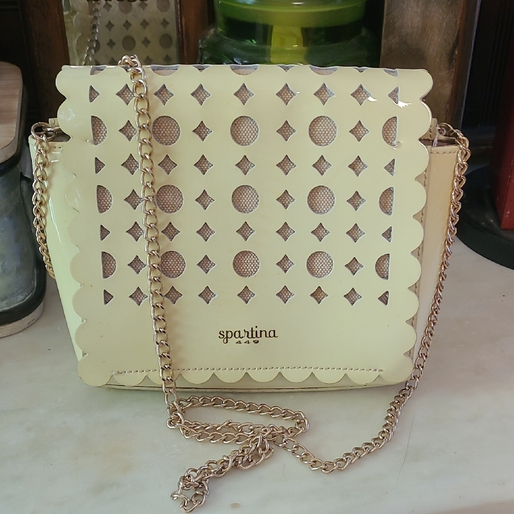 Spartina 449 Yellow Crossbody Bag with Gold Chain